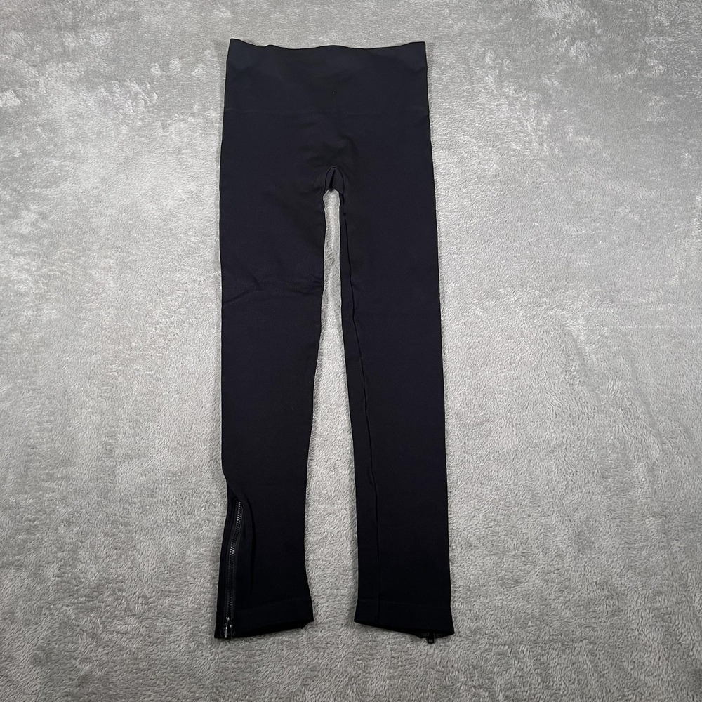 Spanx Leggings Womens Medium‎ Black High Rise Ankle Zip Compression Stretch